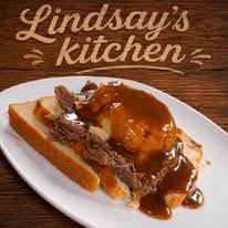 Open faced roast beef sandwich with gravy